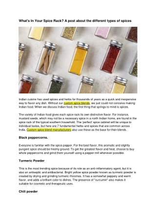 Whats In Your Spice Rack A post about the different types of spices.docx