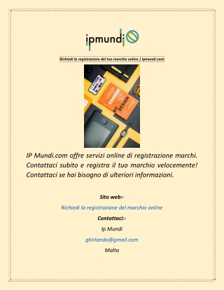 Richiedi la registrazione del tuo marchio online  Ipmundi
