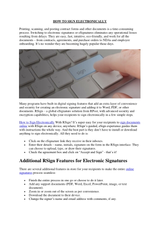 HOW TO SIGN ELECTRONICALLY