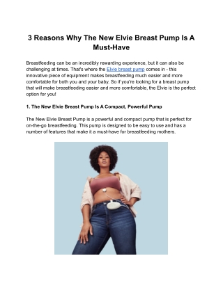 3 Reasons Why The New Elvie Breast Pump Is A Must-Have