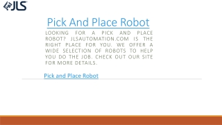 Pick And Place Robot  Jlsautomation.com