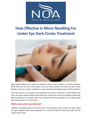 How Effective Is Micro Needling For Under Eye Dark Circles Treatment