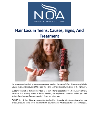 Hair Loss in Teens Causes, Signs, And Treatment