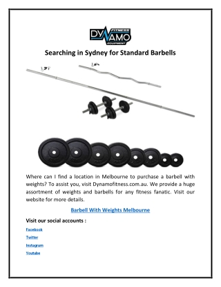 Searching in Sydney for Standard Barbells