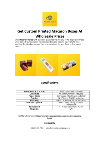 Get Custom Printed Macaron Boxes At Wholesale Prices