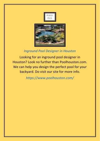 Inground Pool Designer in Houston