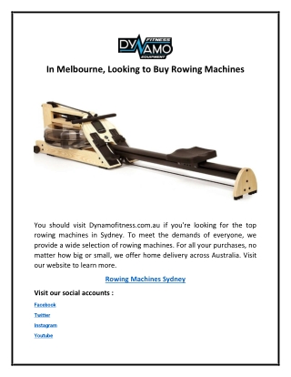 In Melbourne, Looking to Buy Rowing Machines