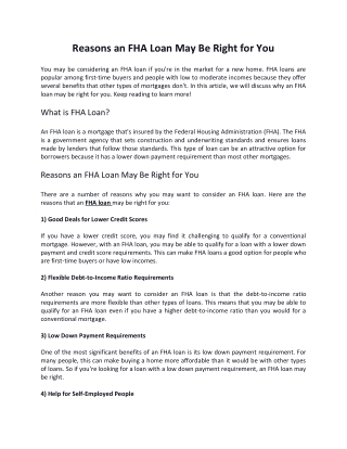 3 Reasons an FHA Loan May Be Right for You