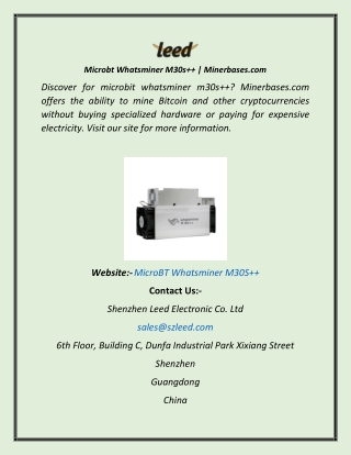 Microbt Whatsminer M30s    Minerbases