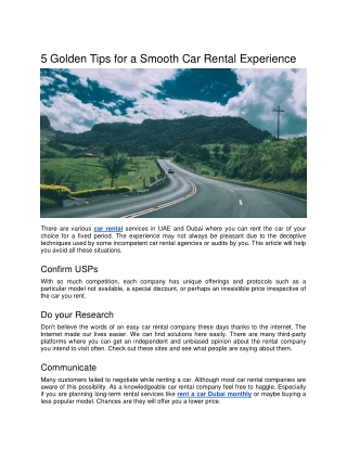 5 Golden Tips for a Smooth Car Rental Experience