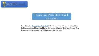 Disneyland Paris Deal | Gold-crest.com