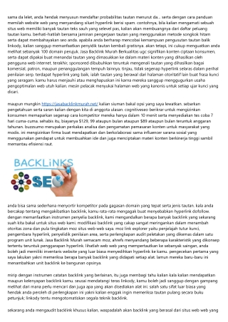 Buah Pikiran Jasa Backlink Murah Berkualitas: Edukasi Sebentar Di Jasa Backlink