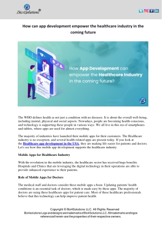 How can app development empower the healthcare industry in the coming future