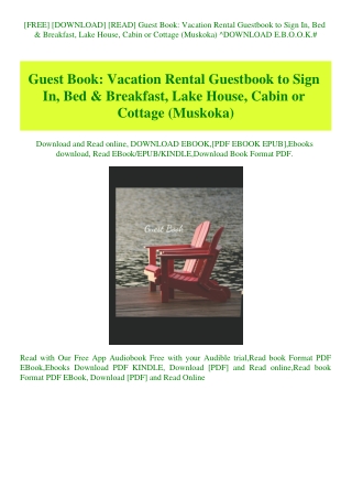 [FREE] [DOWNLOAD] [READ] Guest Book Vacation Rental Guestbook to Sign In  Bed & Breakfast  Lake Hous