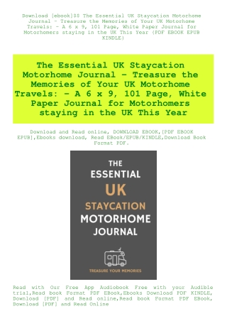 Download [ebook]$$ The Essential UK Staycation Motorhome Journal - Treasure the Memories of Your UK