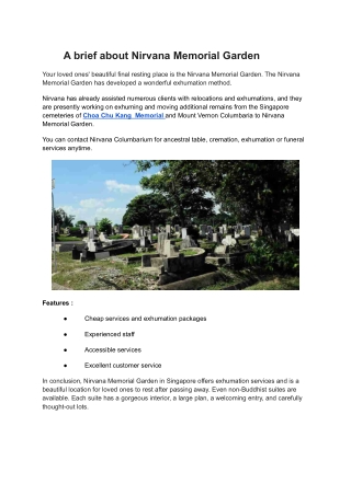 A brief about Nirvana Memorial Garden