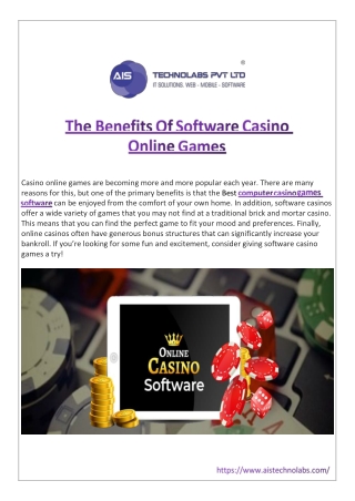The Benefits Of Software Casino Online Games