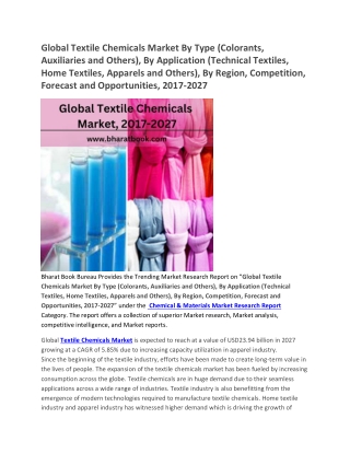 Global Textile Chemicals Market, Forecast and Opportunities, 2017-2027