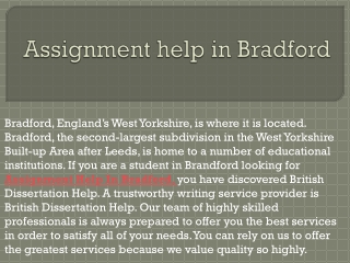 Assignment help in Bradford