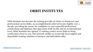 Professional Finance Online Classes at Orbit Institutes