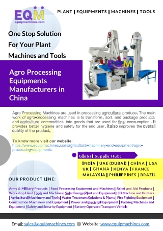 Agro Processing Equipments Manufacturers in China