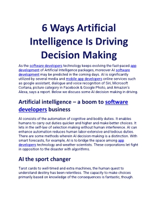 6 Ways Artificial Intelligence Is Driving Decision Making