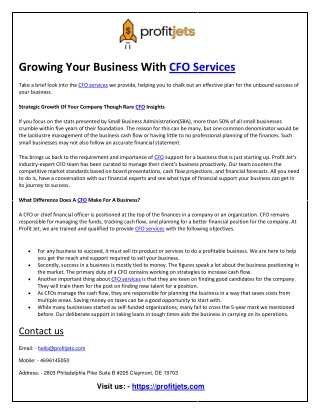 profitjets CFO Services