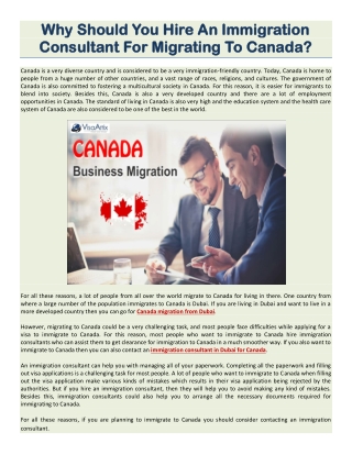 Why Should You Hire An Immigration Consultant For Migrating To Canada