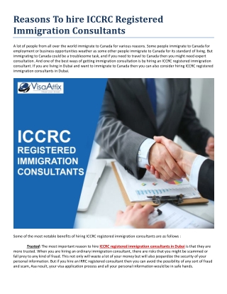 Reasons To hire ICCRC Registered Immigration Consultants