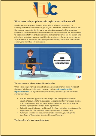What does sole proprietorship registration online entail?