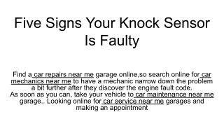 Five Signs Your Knock Sensor Is Faulty