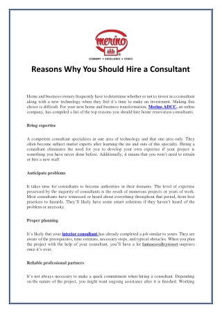 Reasons Why You Should Hire a Consultant