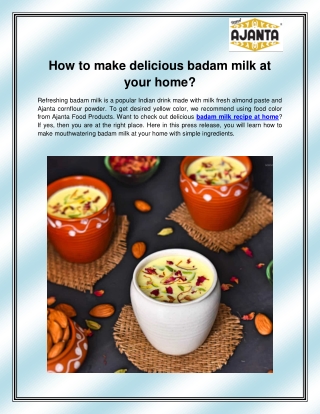 Badam milk recipe at home 