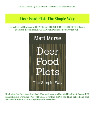 Free download [epub]$$ Deer Food Plots The Simple Way PDF