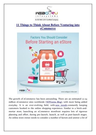 11 Things to Think About Before Venturing into eCommerce