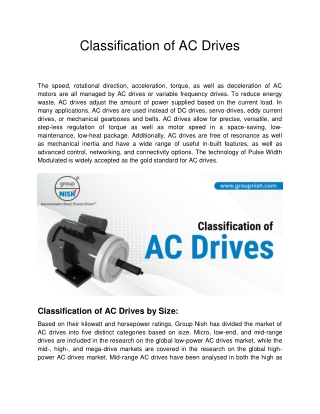 Classification of AC Drives