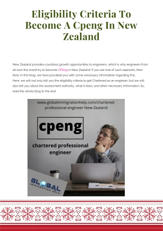 Eligibility Criteria To Become A Cpeng In New Zealand
