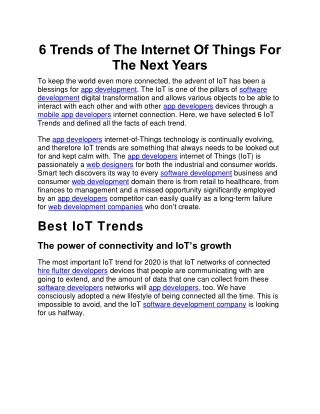 6 Trends of The Internet Of Things For The Next Years