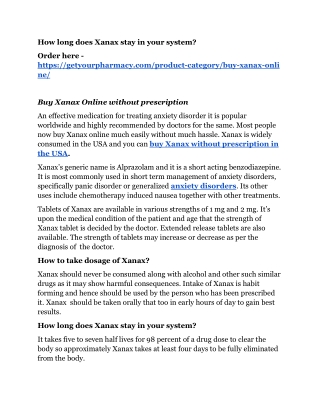 Buy Xanax Online without prescription