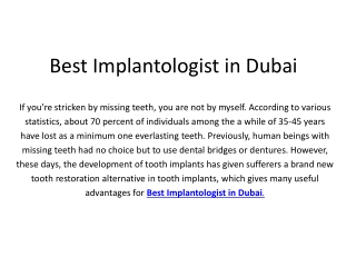 Best Implantologist Dubai