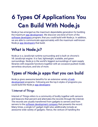 6 Types Of Applications You Can Build With Node.js