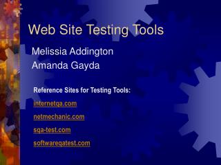 Web Site Testing Tools