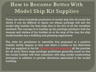 Model ship kit supplies