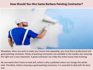 How Should You Hire Santa Barbara Painting Contractor