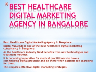 BEST HEALTHCARE DIGITAL MARKETING AGENCY IN BANGALORE