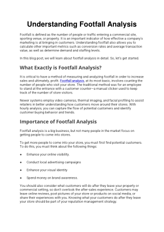 Understanding Footfall Analysis