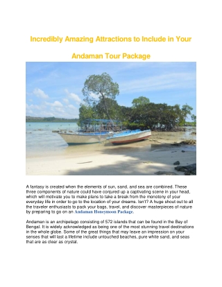 Incredibly Amazing Attractions to Include in Your Andaman Tour Package