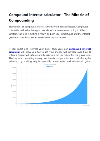 Compound interest calculator - The Miracle of Compounding