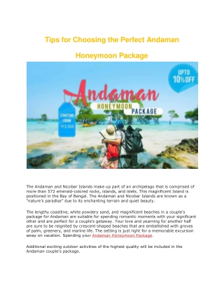 Tips for Choosing the Perfect Andaman Honeymoon Package