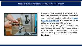 Furnace Replacement Services: How to choose them?